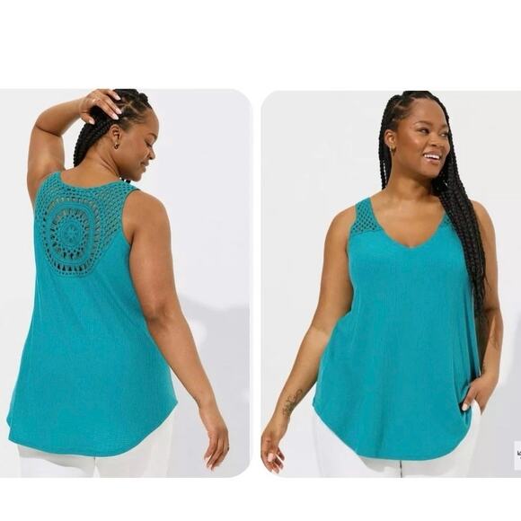 NEW TORRID Crochet V-Neck Swing Tank Top Size 0 XL - Picture 1 of 16